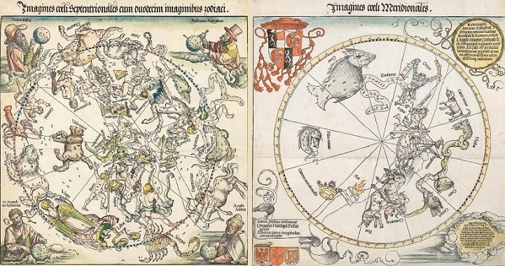 Planisphère céleste d'Albrecht Durer - Hémisphère nord du globe céleste